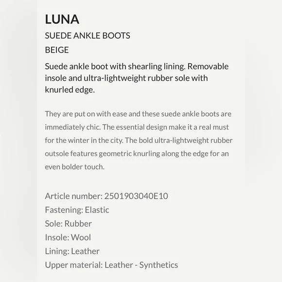 NWT VOILE BLANCHE LUNA Suede Ankle Boots in Beige - Picture 6 of 15